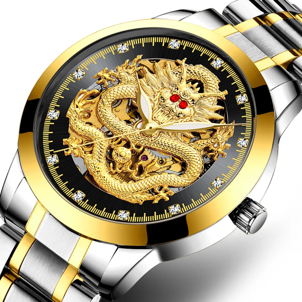 Механические часы 2020 Роскошный бренд 3D резьба Скелет Автоматические Мужские