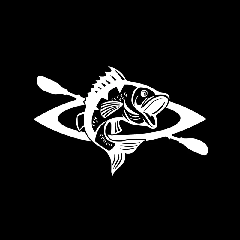 QYPF 17*10.7CM Interesting Exploring Canoe Ahd Fish Decor Car Styling Vinyl C16-1162 | Автомобили и мотоциклы