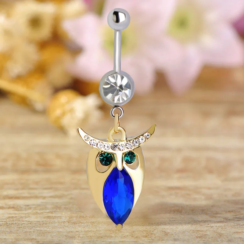 Funmor Сова пирсинг пупка Кольца для Для женщин девочек соблазнительный кулон