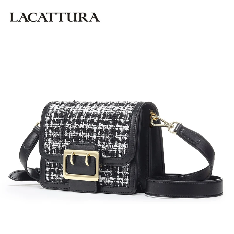 LACATTURA женские сумки через плечо шикарная двухцветная бархатная сумка с клапаном
