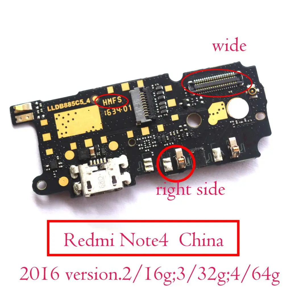 HMFS для Xiaomi Redmi Note 4 MTK helio X20 версия Micro usb зарядное устройство плата с микрофоном - Цвет: Redmi Note4 China