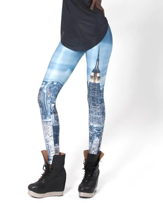 Женские леггинсы с принтом здания модные тонкие эластичные из полиэстера