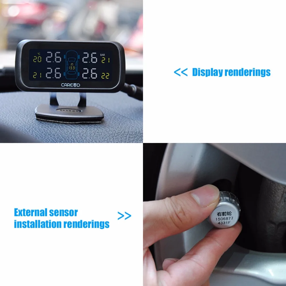 Универсальный автомобильный TPMS беспроводной шин давление мониторинга системы 4