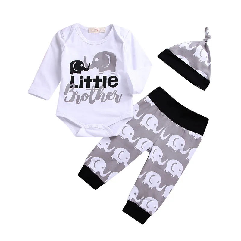 Elephant white Набор одежды для новорожденных Baby Boys набор одежды 3шт. Галстук-бабочка Одежда для новорожденных 0-18 месяцев Усы с милым длинным рукавом Набор для младенцев ajax комплект для новорожденного осень одежда д - Цвет: Elephant white