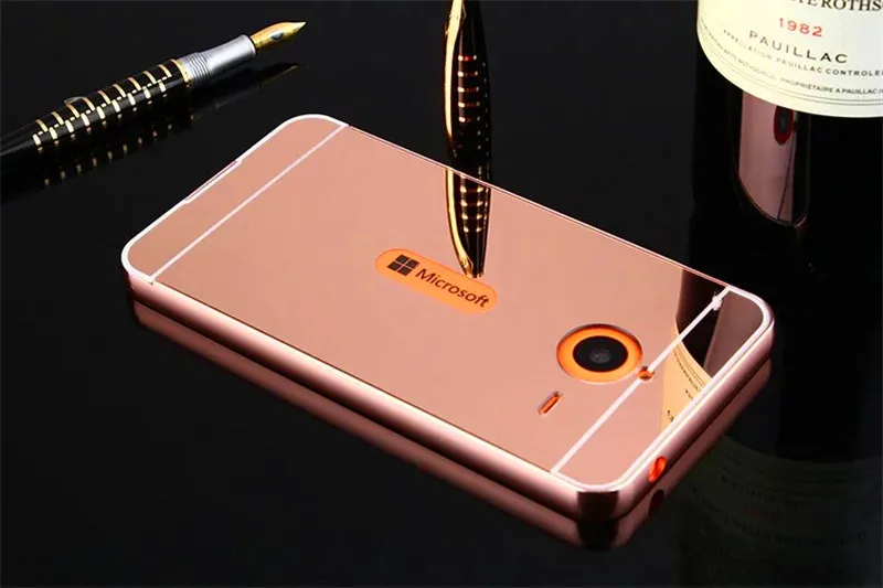 Rose Gold Роскошные зеркальные чехлы из розового золота для Nokia 640XL 640 XL, алюминиевая металлическая рамка, чехол для Nokia microsoft Lumia 640 XL - Цвет: Rose Gold