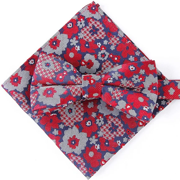 bowtie set BTS-002 Портной Смит галстук-бабочка набор бордовый горошек галстук-бабочка платок Набор чистый натуральный шелк свадебный формальный мужской бабочка Карманный квадратный набор - Цвет: bowtie set BTS-002