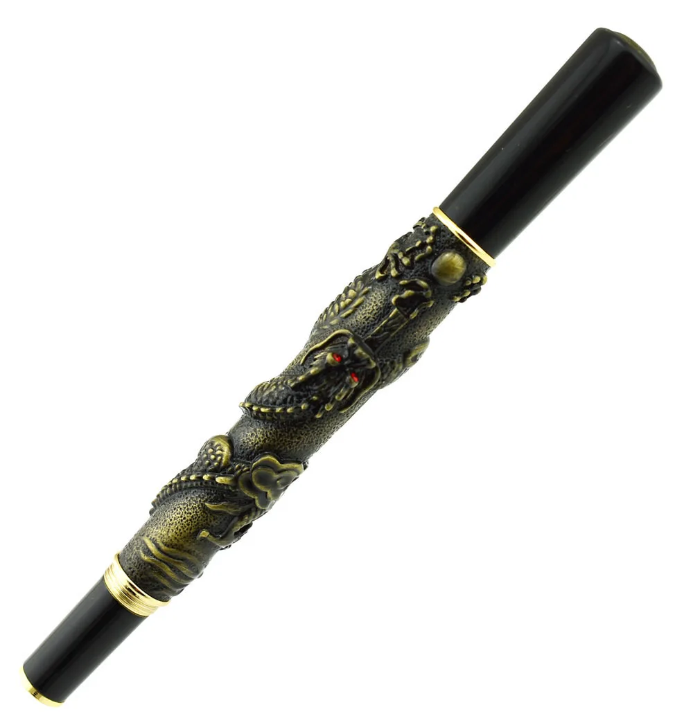 

Jinhao Metal Vintage Fountain Pen, Oriental Dragon Series Heavy Pen Iridium Fine Nib Bronze Noble Collection Gift Pen