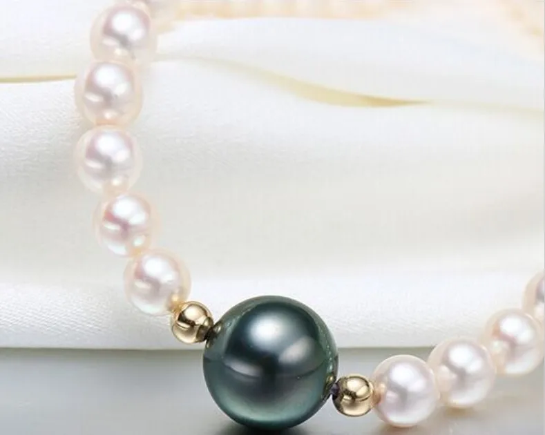 

fine jewelry elegant AAA TAHITIAN black pearl necklace 925silver gold clasp hand knotted