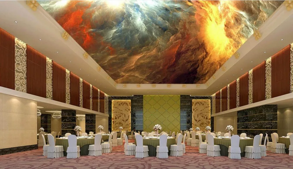 3d потолочные обои домашний декор космическое солнце нетканые для ванных комнат |