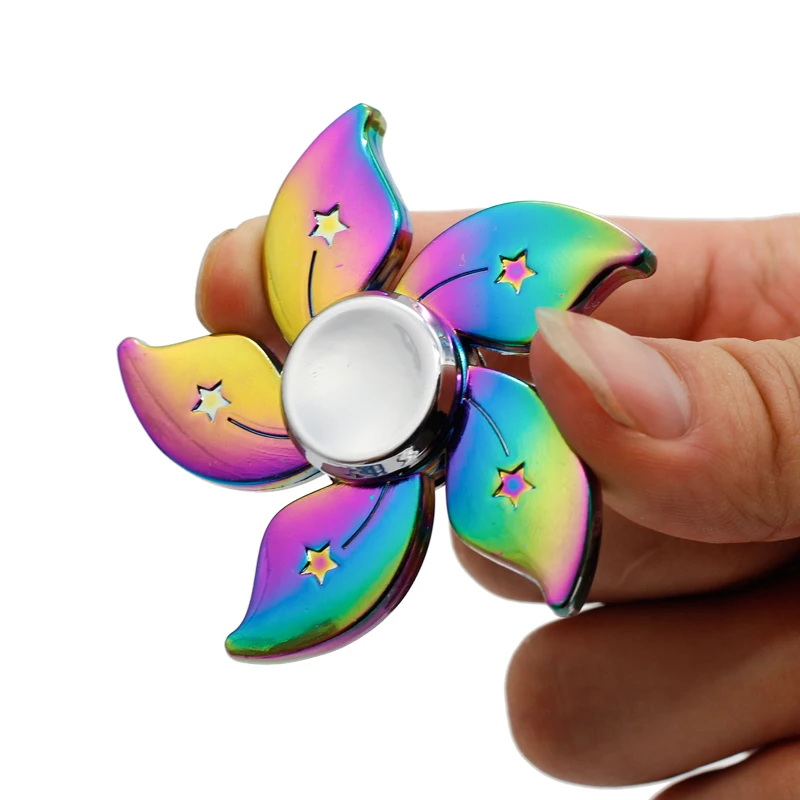 Метеор красочные Непоседа счетчик Металл Радуга Бауайния цветок Топ Hand Spinner Для