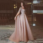 Роскошное длинное вечернее платье с кристаллами, привлекательные платья на выпускной в арабском стиле из Дубая с бисером, модель 2018 года, индивидуальный пошив, Формальное вечернее платье на среднем каблуке