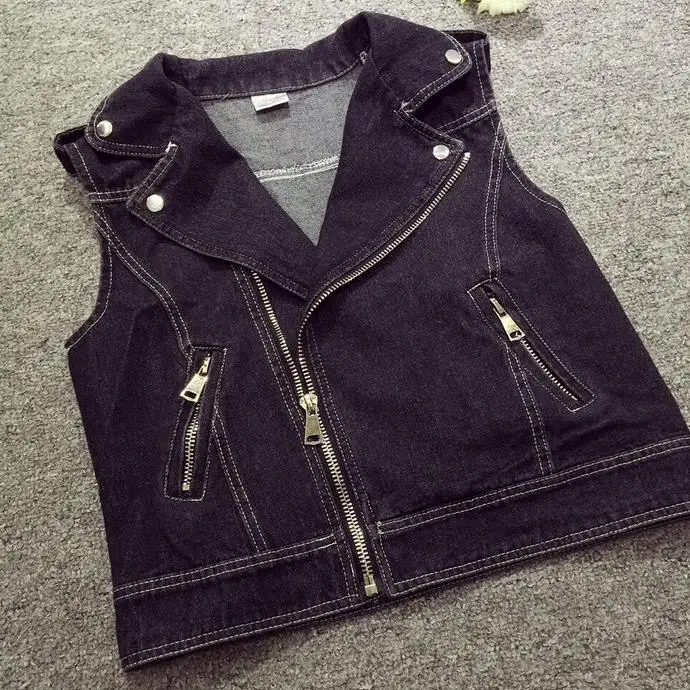 Жилет женский джинсовый без рукавов черного белого синего цвета 6xl 5xl 4XL размера