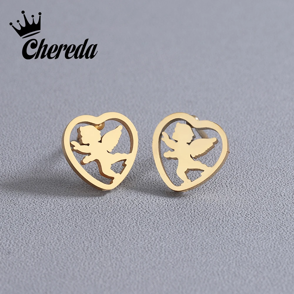 

Chereda 2018 New Classic Origami Heart Stud Earrings for Women Simple Origami Angel Jewelry Party Gifts pendientes hombre