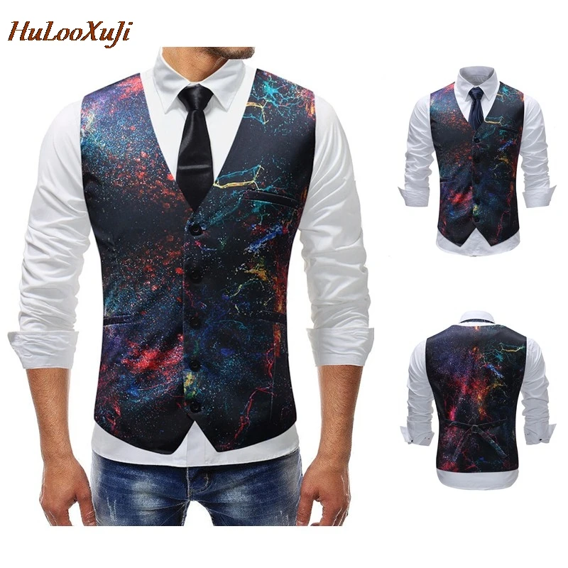 HuLooXuJi мужские костюмные жилеты Slim Fit Повседневная модная куртка без рукавов с