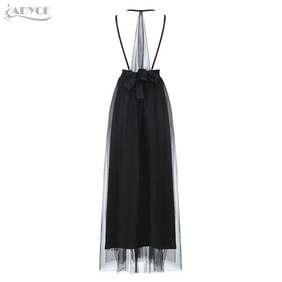 Adyce New Summer Fashion Celebrity Evening Party Dress Women Luxury Black White Lace Sexy Backless Sleeveless Club Dresses