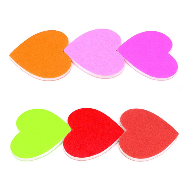 Мини пилка для дизайна ногтей гвоздь в форме сердца разных цветов наждачная