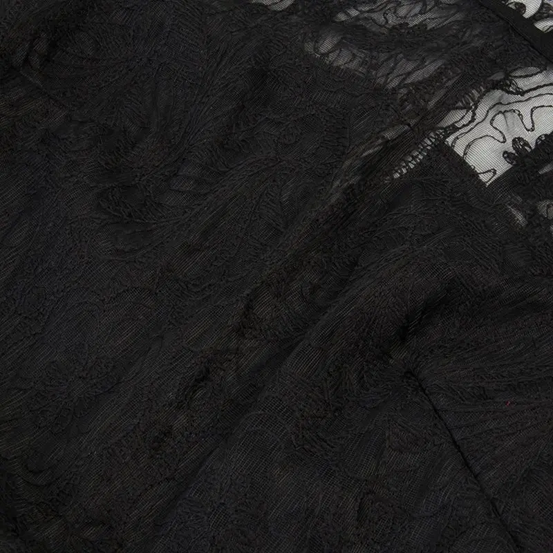 Винтажное женское кружевное черное готическое платье Элегантное ТРАПЕЦИЕВИДНОЕ