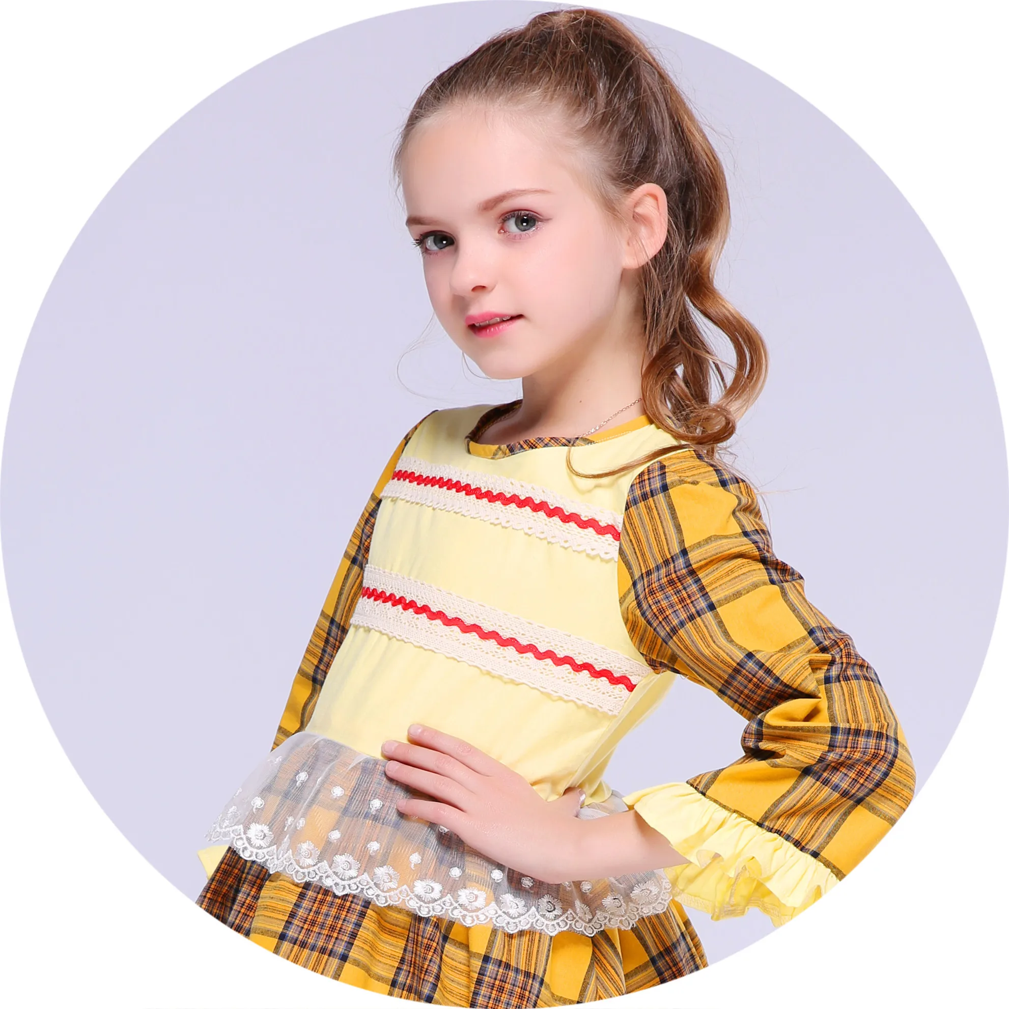 Kseniya Kids/сезон весна-лето; желтое Повседневное платье принцессы для маленьких девочек с длинными рукавами; милая Одежда для младенцев; костюм для девочек; детская одежда