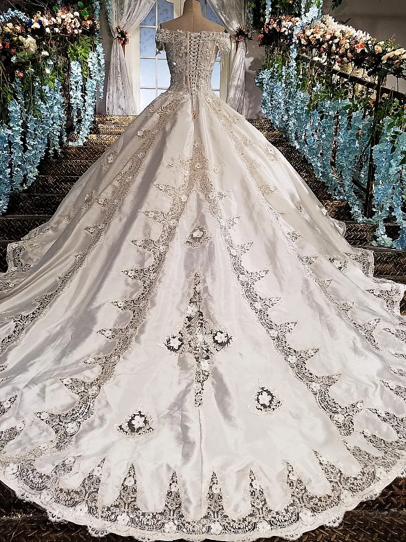Великолепное бальное платье с открытыми плечами Свадебные платья 2017 Кружевная