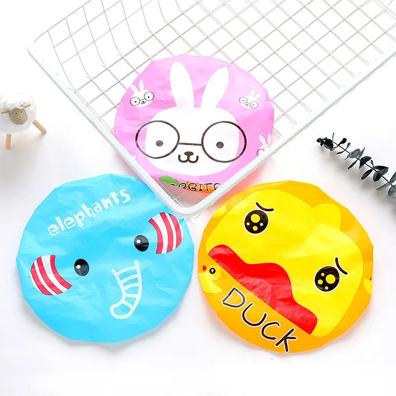 Милый мультфильм животных колпачок для душа шляпа ванны Сауны Эластичная лента