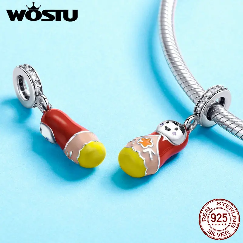 WOSTU русские куклы талисманы бусины из стерлингового серебра 925 подходят браслет ожерелье и кулон Экзотический стиль ювелирных изделий FIC1134