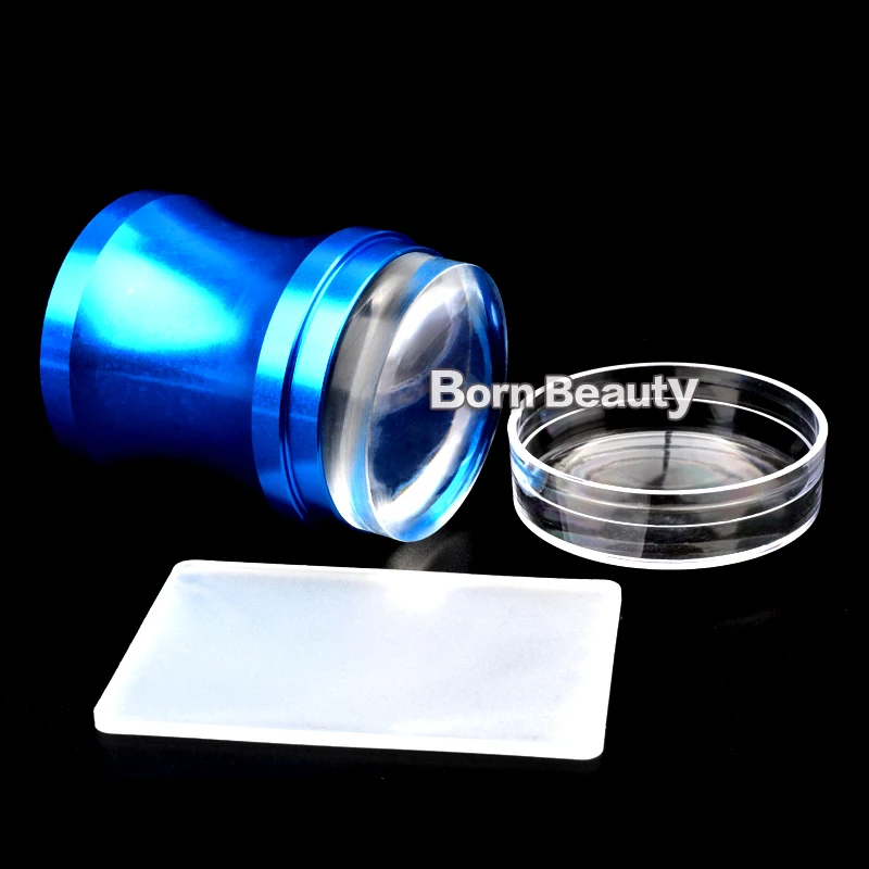 Новинка голубая металлическая ручка скребок для стемпера дизайна ногтей размер