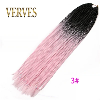 #3 Вязанные косички VERVES 24 дюймов коробка оплетка 22 корня/упаковка Омбре синтетическое плетение волос Термостойкое волокно распределительный конец - Цвет: #3