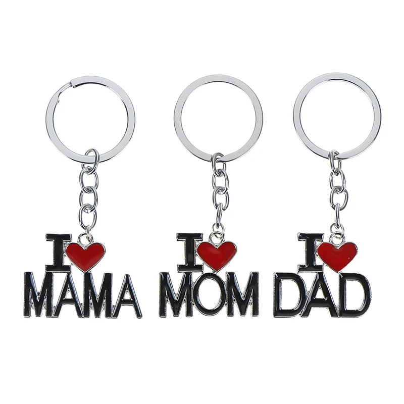  Новинка Футболка с надписью I Love Mom (Я люблю маму Dad Papa или Mama сердце брелок цепочка