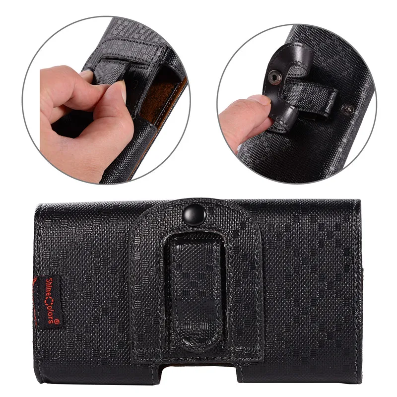 CHEZVOUS PU Leather Pouch Horizontal Belt Clip Case for iPhone 7 8 6 plus 5s Universal Phone Case Waist Bag for Samsung S8 S9