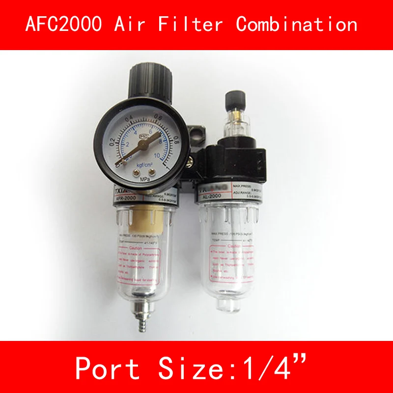

AFC2000 Air Filter Regulator Combination Lubricator Combinations 1/4" Port FRL Union Air Treatment Oil Water Separation