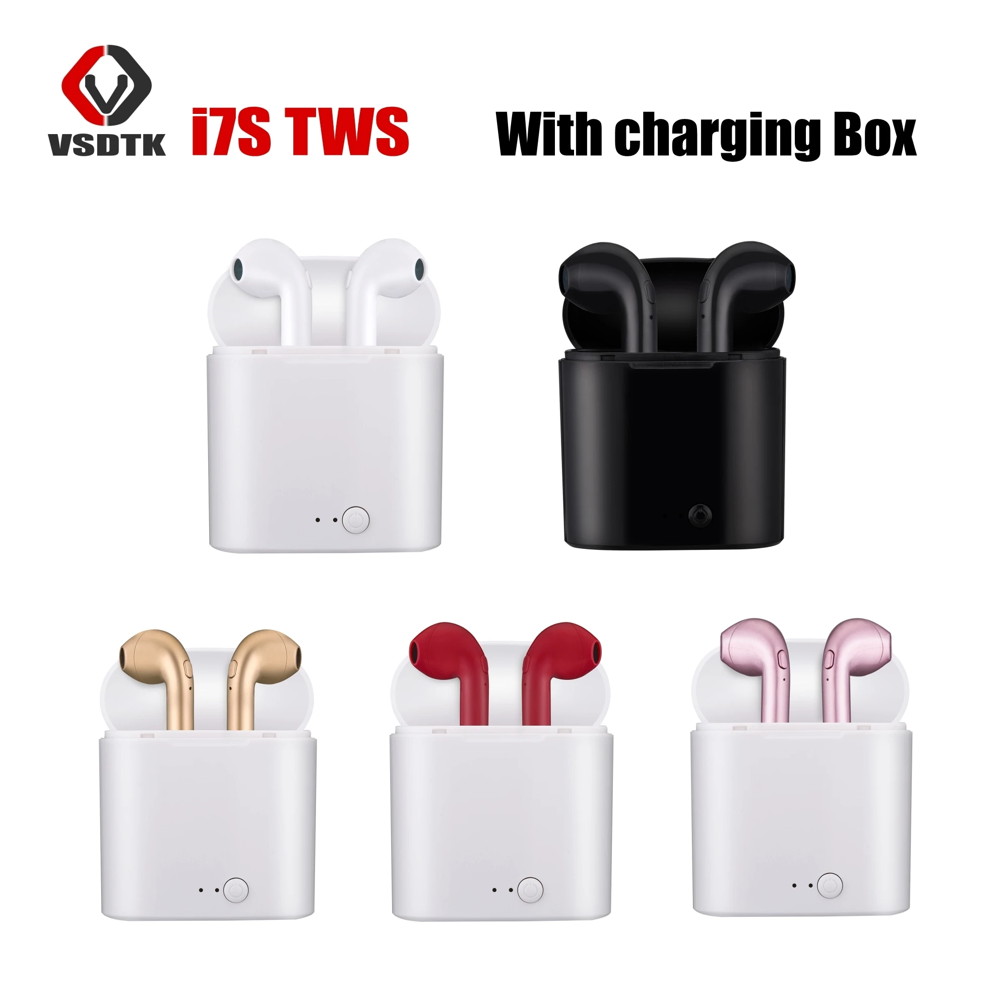 I7 tws i7s tws Bluetooth наушники-вкладыши для ios Android беспроводные стерео гарнитуры с зарядной коробкой для телефонов Apple xiaomi