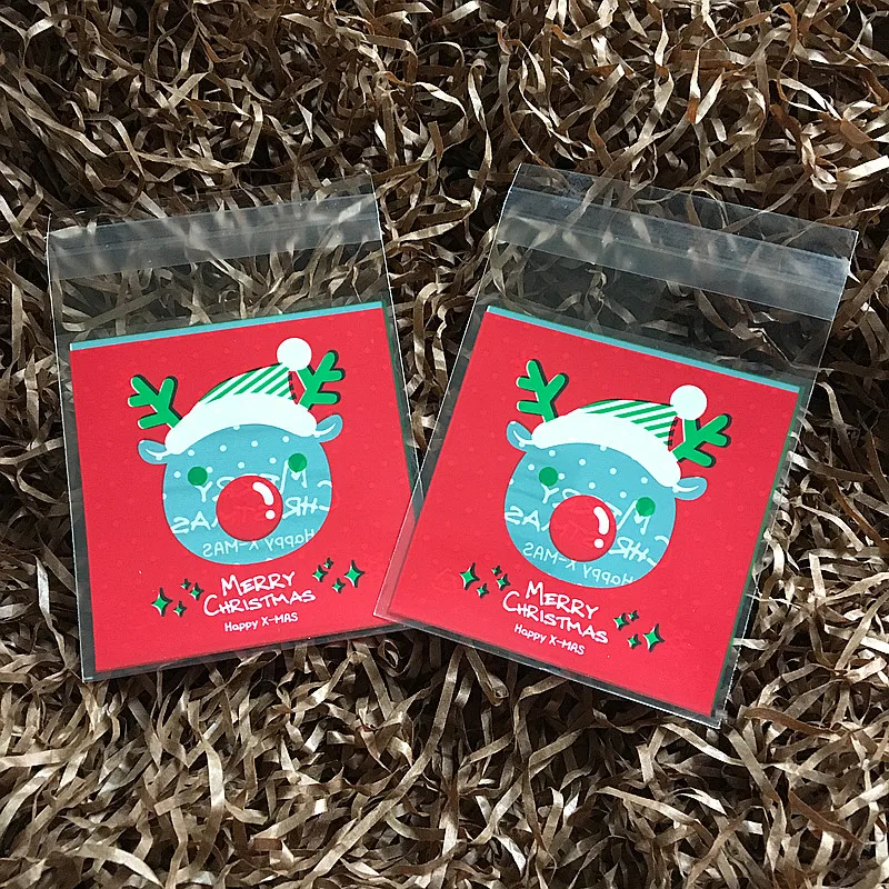 100 шт. пищевые упаковочные мешки для печенья с принтом Красного оленя