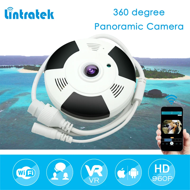 

IP Camera Panoramic Wi-Fi FishEye Camera 360 Degree Mini CCTV Lintratek 2MP Wireless Home Security HD 1080P VR Camara IPCAM#50