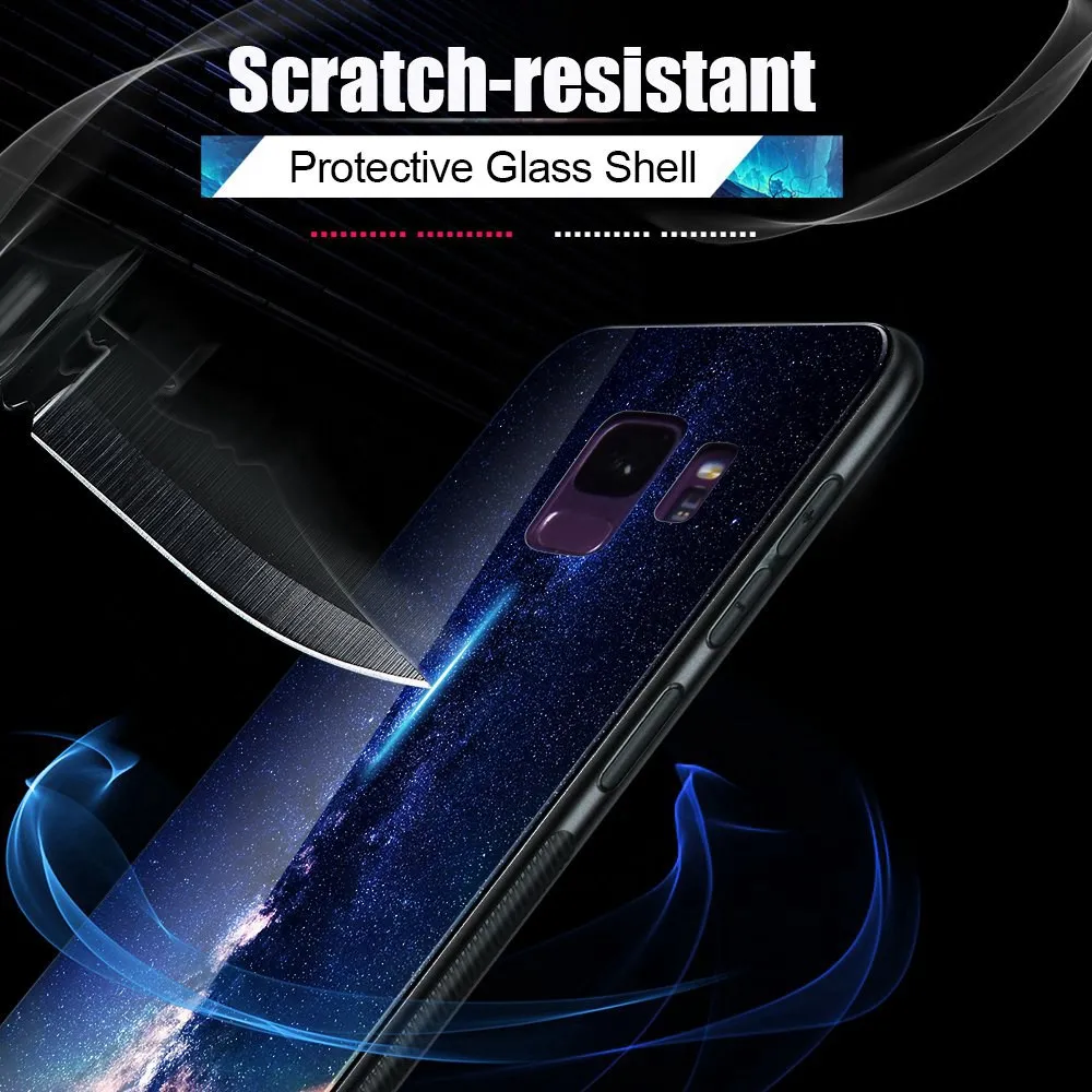 Чехол TOMKAS из закаленного стекла для Samsung Galaxy S9 Plus силиконовый чехол с узором чехлы