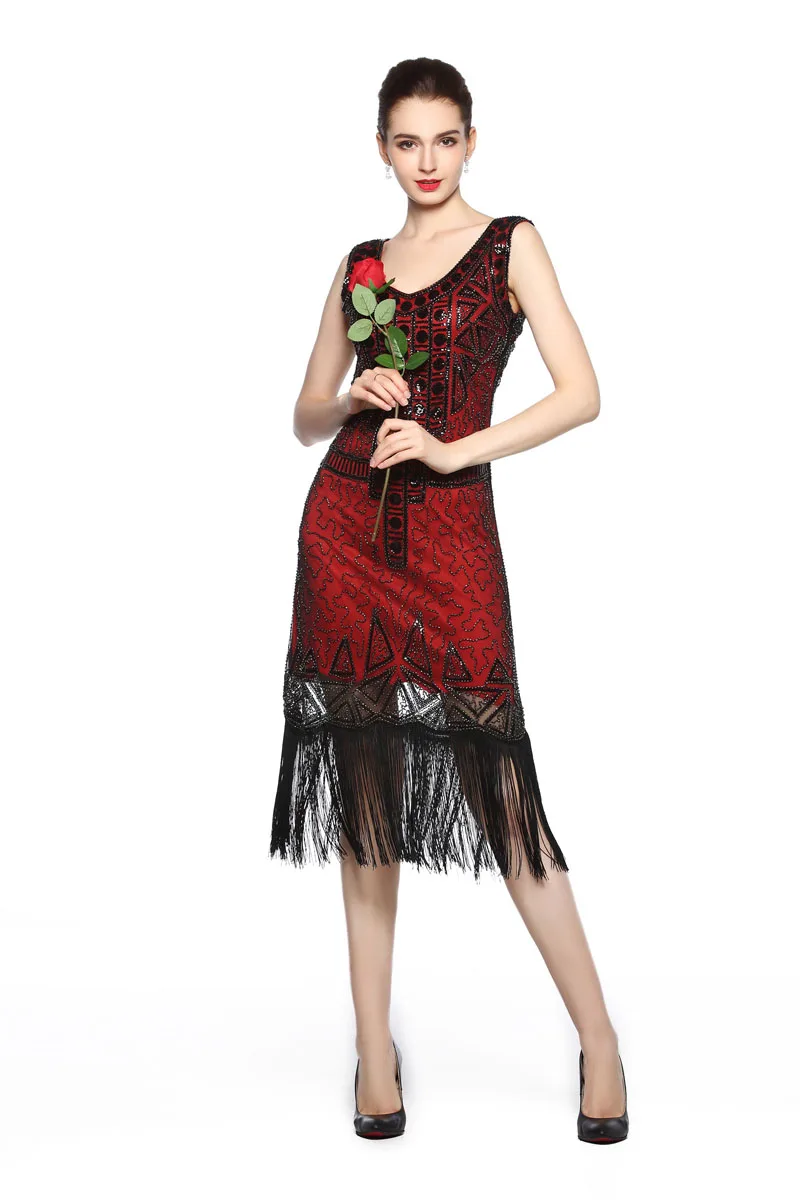 EDressU 1920s винтажное платье Гэтсби Vestido Flapper Robe de Soiree вечернее платье с кисточками летнее платье CZ-LF29