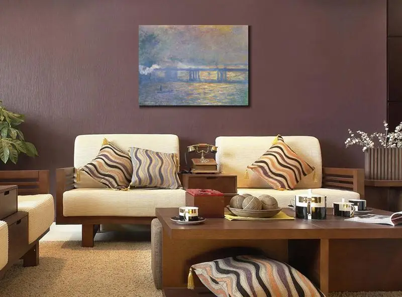 Hand Painted Oil paintings Claude Monet Canvas art Charing Cross Bridge High quality home decor | Дом и сад