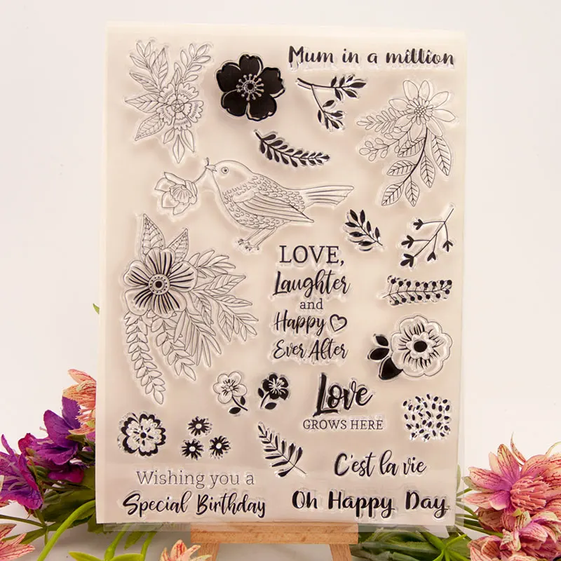 Красивые металлические штампы для резки цветов птиц или резиновые прозрачные