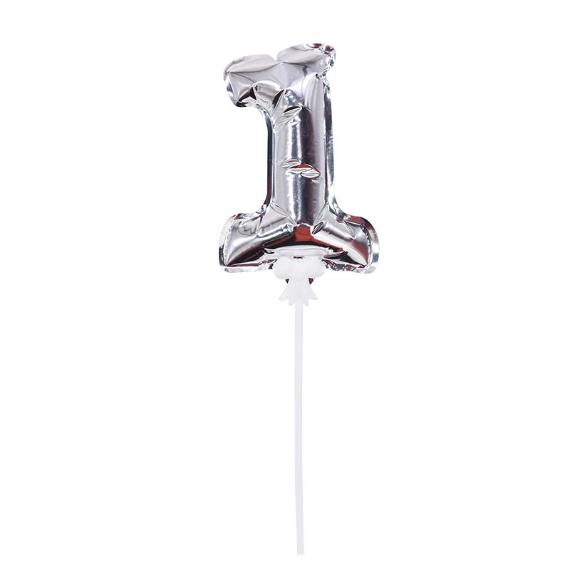 silver 1 1 шт. 7 дюймов мини воздушные шары из фольги в виде цифр торт Топпер DIY Дети день рождения торт флаг свадебное украшение креативные самостоятельно надувные шары - Цвет: silver 1