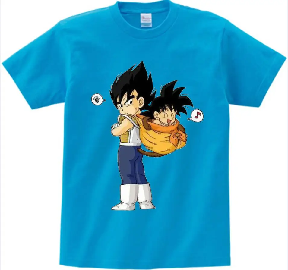 blue childreT-shirt Японские футболки с аниме рисунком для мальчиков, футболка с драконом и шариком кунг-фу, футболка для подростков, для больших детей, детские летние топы с короткими рукавами, N - Цвет: blue childreT-shirt