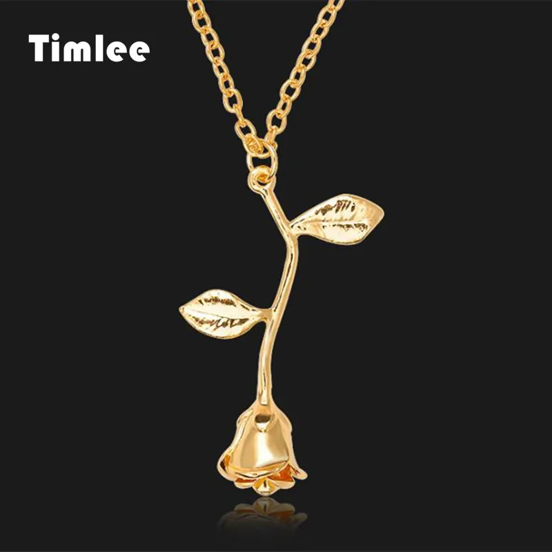 Timlee N166 нежный трехмерный полый розовый кулон Металлические ожерелья Модные