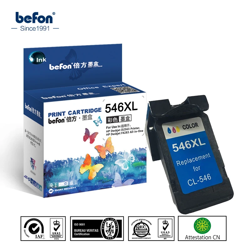 

befon Re-manufactured 546XL Color Ink Cartridge Replacement for CL546 CL-546CL 546 XL for Pixma MG3050 2550 2950 MX495 IP2850
