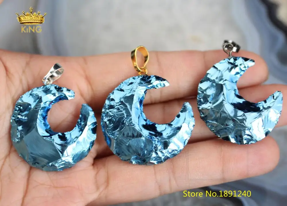 Moon Random Copper 5 шт. большие звезды Турмалин подвески для ожерелья, Титан Синий Турмалин луна бусины Подвески Ювелирные изделия поставки DSS181 - Окраска металла: Moon Random Copper