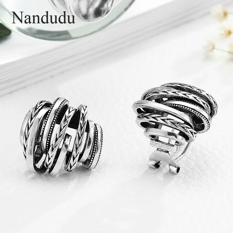 Nandudu новые тайское серебристого цвета с узлом французские зажимные серьги-клипсы для женщин геометрические серьги модные вечерние ювелирные изделия подарок CE455