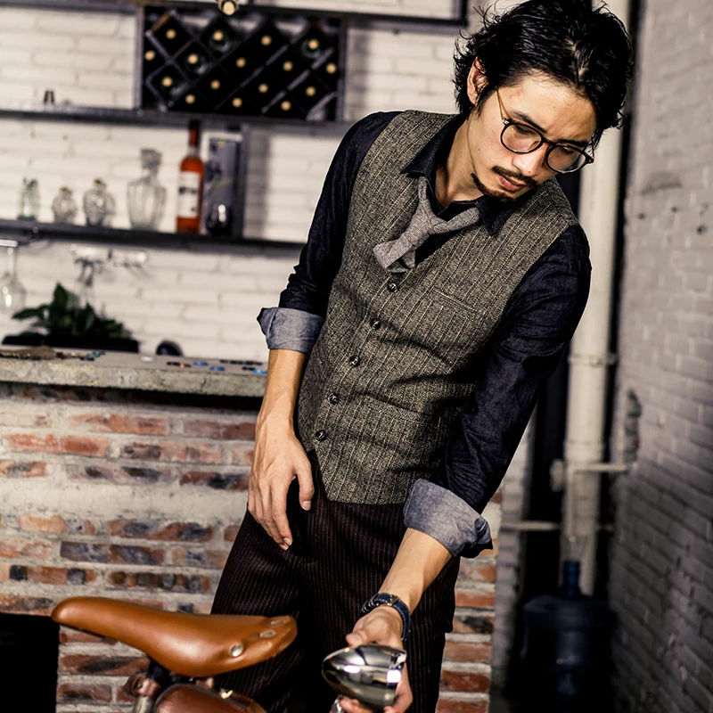 2017 Новый Мужской британский стиль винтажный тонкий жилет в полоску осенний