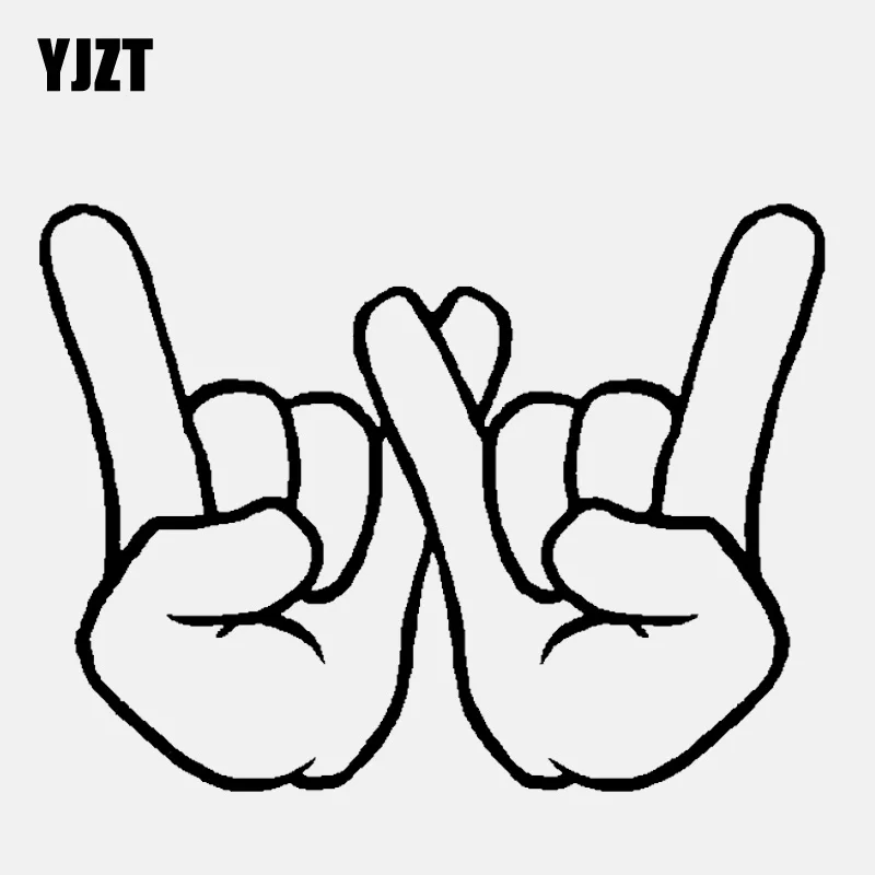 

YJZT 13,5 см * 10,1 см забавная двухсторонняя виниловая черная/серебряная наклейка на автомобиль Rock & roll