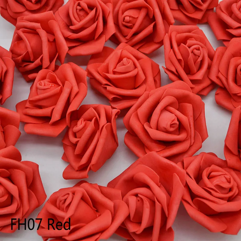 FH07 Red 20pcs/Lot 6cm PE Foam Big Rose Flower Head Artificial Flowers Wedding Decorations DIY Scrapbooking Wreath Home Decor Crafts - Цвет: FH07 Red