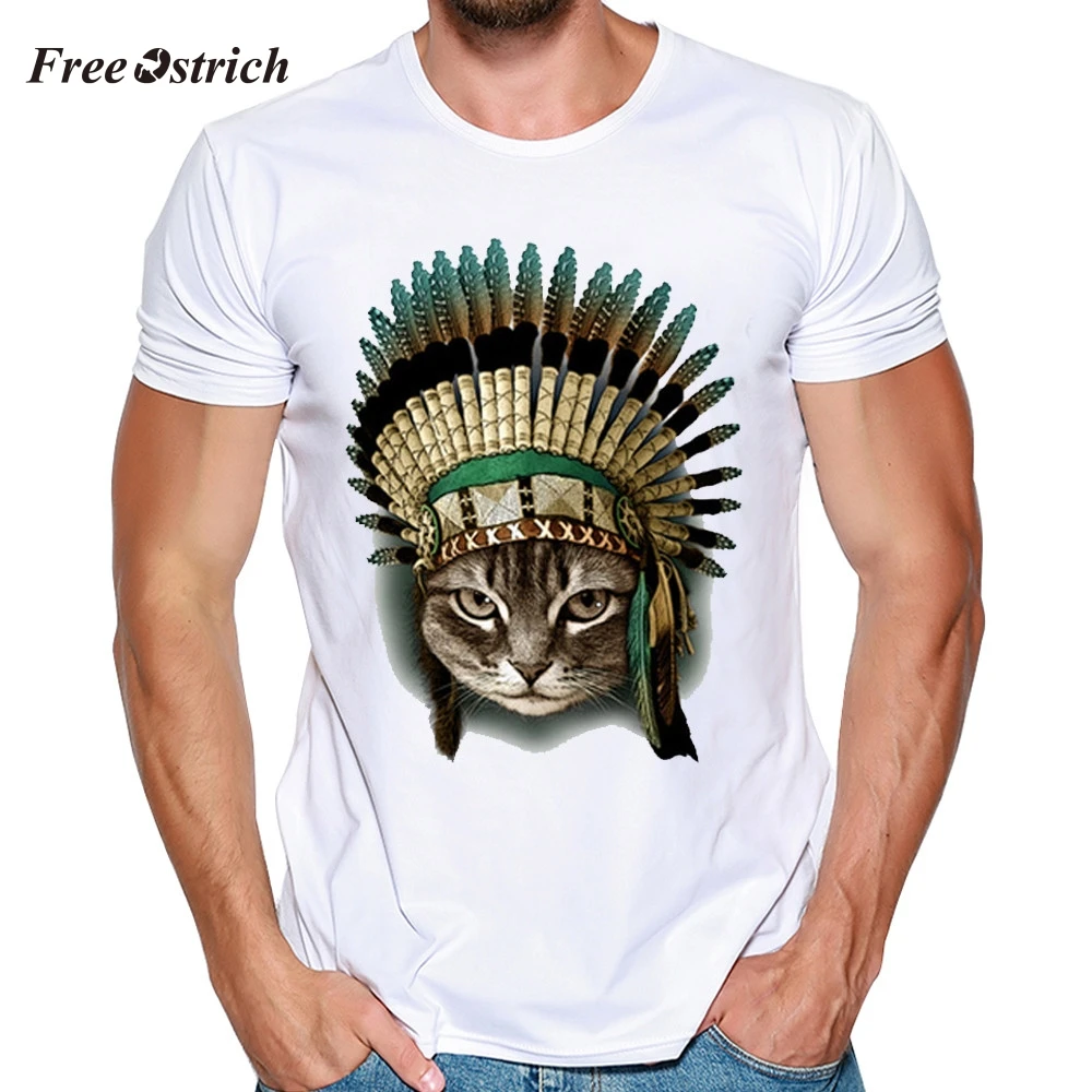 Бесплатная доставка Мужская забавная Футболка с принтом кота хит продаж
