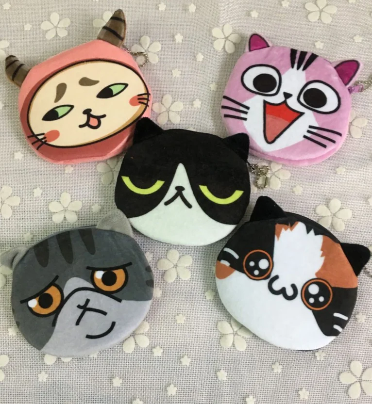 Kawaii мульти дизайн-кошка плюшевая Сумочка для монет, новая кошка плюшевая Сумочка для монет, брелок маленький 10 см Портмоне кошелек Чехол