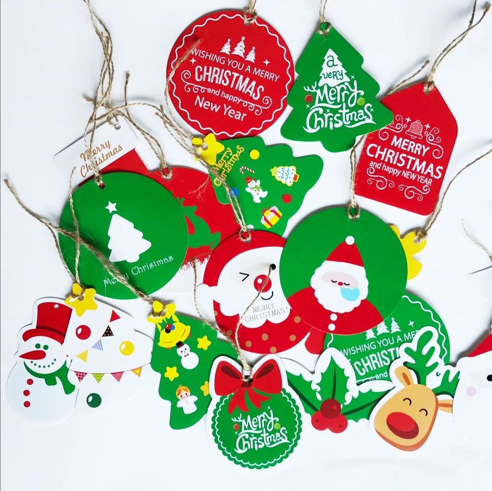 

27pcs 10cm Mix styles Christmas decoration tag wish greeting card Santa Claus socks Christmas tree DIY decoration tag