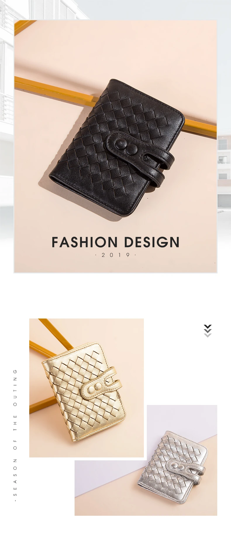BISON DENIM, Воловья кожа, женские кошельки, на застежке, держатель для карт, кошелек, плетение, дизайн, portefeuille femme N9313